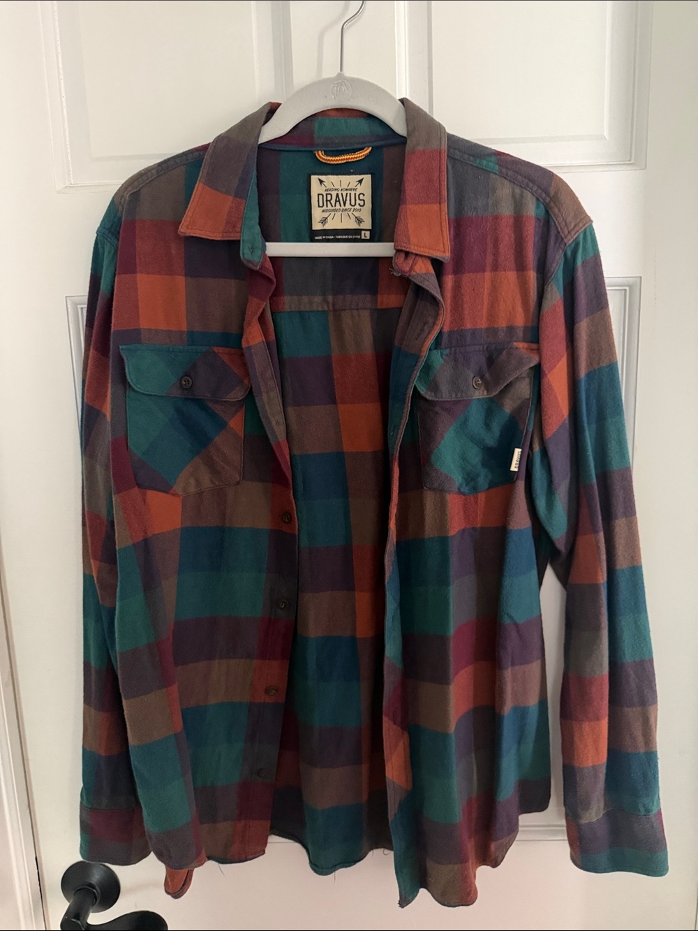 Dravus Men's Multicolor Plaid Button-Down Shirt - Teal, Rust & Navy